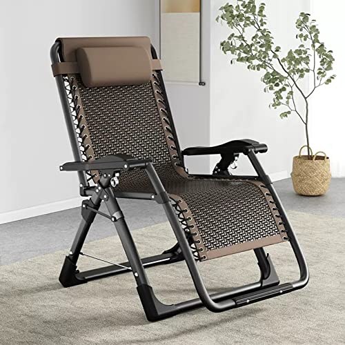 Lsoiup Extra breiter Rattan-Zero-Gravity-Stuhl, Faltbare Liege für den Garten, Liegestuhl für Camping und Strand von Lsoiup