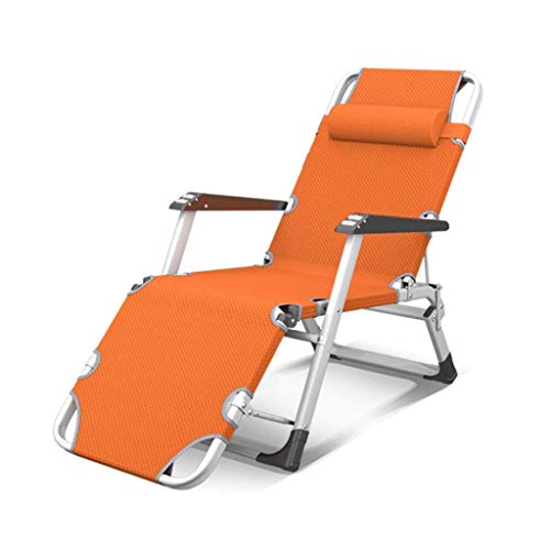 Lsoiup Gartenmöbel Camping Deck Sonnenliege Stuhl, Klappbarer Liegestuhl Wasserdichter Metallliegestuhl, Outdoor-Büro Orange von Lsoiup