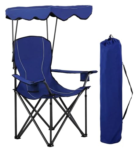 Lsoiup Klappbare Sonnenliegen, Campingstühle mit Schattendach, tragbar mit Tragetasche, für Outdoor-Camping, Wandern, Strand von Lsoiup