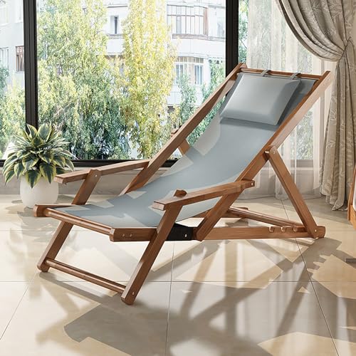 Lsoiup Klappbarer Gartenliegestuhl für den Außenbereich, Verstellbare Rückenlehne, Breite Armlehne, für Gartenterrasse, Poolstrand von Lsoiup