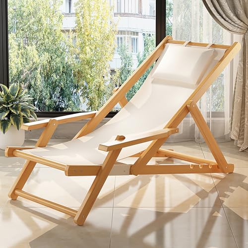 Lsoiup Klappbarer Gartenliegestuhl für den Außenbereich, Verstellbare Rückenlehne, Breite Armlehne, für Gartenterrasse, Poolstrand von Lsoiup