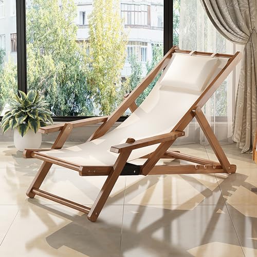 Lsoiup Klappbarer Gartenliegestuhl für den Außenbereich, Verstellbare Rückenlehne, Breite Armlehne, für Gartenterrasse, Poolstrand von Lsoiup