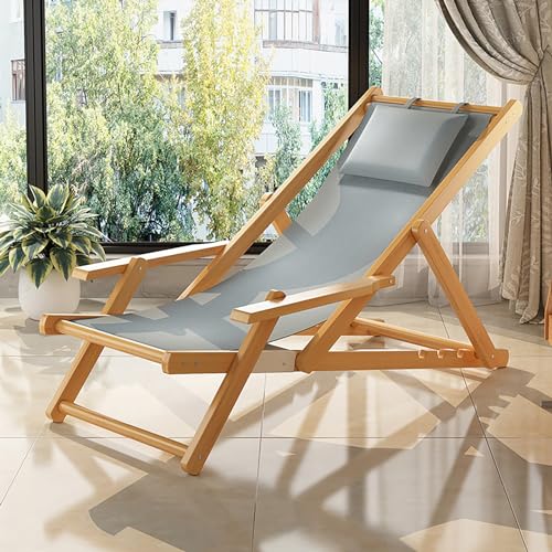 Lsoiup Klappbarer Gartenliegestuhl für den Außenbereich, Verstellbare Rückenlehne, Breite Armlehne, für Gartenterrasse, Poolstrand von Lsoiup