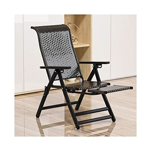Lsoiup Klappbarer Liegestuhl aus Rattan, verstellbar, Schwerelosigkeit, mit Armlehne, Kopfkissen und hoher Rückenlehne, für Garten und Strand, Faltbare Korbstühle, Stahlrahmen von Lsoiup