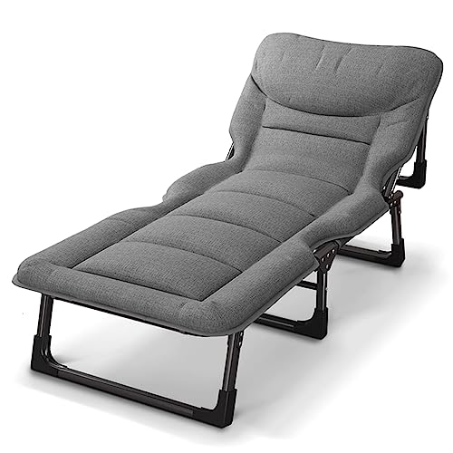 Lsoiup Klappbarer Sonnenliegestuhl – Liegestuhl mit Verstellbarer Rückenlehne für Garten und Camping, tragbares Terrassenbett mit Memory Foam-Kissen 175 x 60 cm von Lsoiup