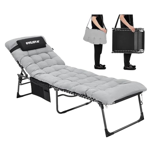 Lsoiup Klappbarer Terrassenstuhl, Loungesessel mit Sonnenschutzdach, 5-Positionen-Strandliege mit Kissen-Seitentasche Lsoiup Klappbarer Terrassenstuhl, Loungesessel mit Sonnenschutzdach, 5-Positionen-Strandliege mit Kissen-Seitentasche von Lsoiup