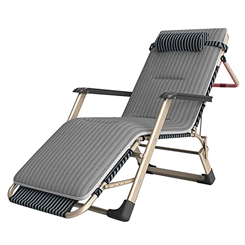 Lsoiup Klappbarer Zero Gravity Loungesessel, Liegestuhl, Sonnenliegen, Bettliege für Garten, Außenterrasse mit Kopfkissen, Grau von Lsoiup