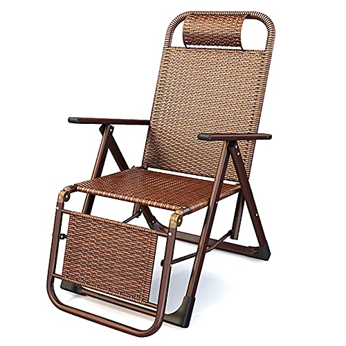 Lsoiup Klappbarer Zero-Gravity-Stuhl aus Rattan, Verstellbarer Liegestuhl für drinnen und draußen mit Stahlrahmen und verbreiterter Armlehne, robuster Loungesessel für Innenhof, Balkon, Büro von Lsoiup