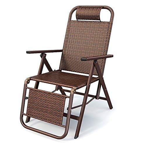 Lsoiup Klappbarer Zero-Gravity-Stuhl aus Rattan, Verstellbarer Liegestuhl für drinnen und draußen mit Stahlrahmen und verbreiterter Armlehne, robuster Loungesessel für Innenhof, Balkon, Büro von Lsoiup