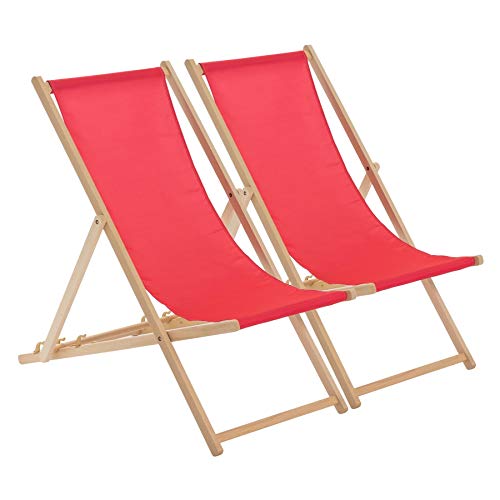 Lsoiup Liegestuhl-Set aus Holz, 2 Stück – Faltbare Sonnenliegen für Erwachsene, tragbare Garten- und Strandstühle von Lsoiup