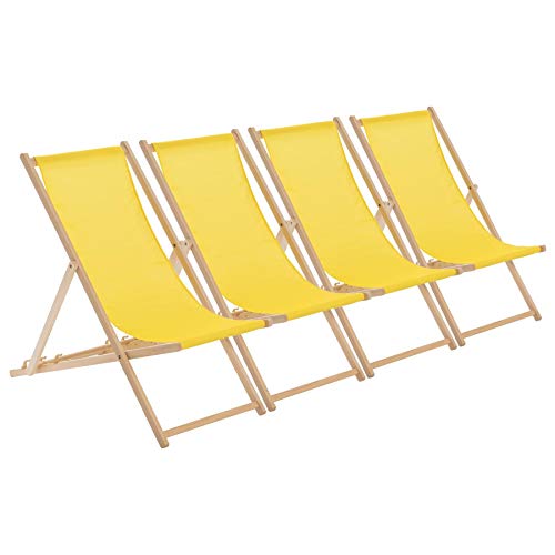 Lsoiup Liegestuhl-Set aus Holz, 4 Stück – Faltbare Sonnenliegen für Erwachsene, tragbare Garten- und Strandstühle von Lsoiup