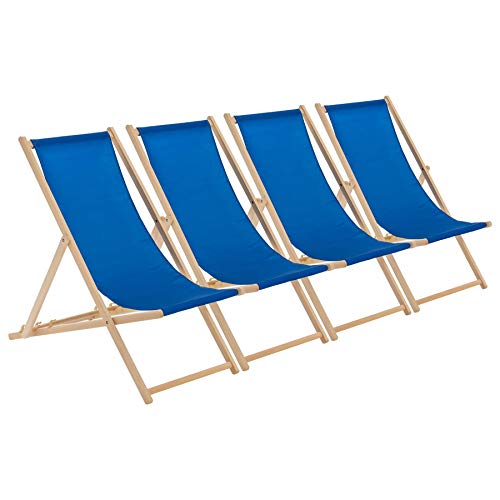Lsoiup Liegestuhl-Set aus Holz, 4 Stück – Faltbare Sonnenliegen für Erwachsene, tragbare Garten- und Strandstühle von Lsoiup