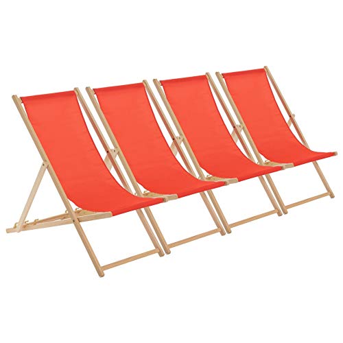 Lsoiup Liegestuhl-Set aus Holz, 4 Stück – Faltbare Sonnenliegen für Erwachsene, tragbare Garten- und Strandstühle von Lsoiup