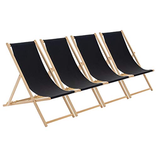 Lsoiup Liegestuhl-Set aus Holz, 4 Stück – Faltbare Sonnenliegen für Erwachsene, tragbare Garten- und Strandstühle von Lsoiup