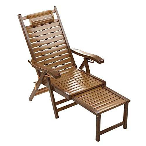 Lsoiup Liegestuhl aus Holz, klappbare Sonnenliege für den Außenbereich, Freizeit-Liegestuhl mit verlängerter Fußstütze, 5-Fach Verstellbarer Loungesessel für den Terrassengartenbalkon von Lsoiup