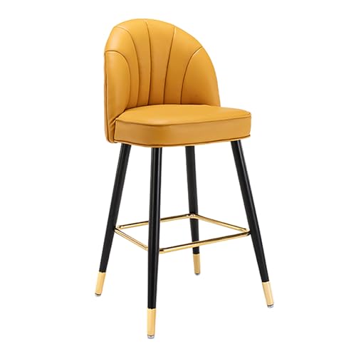 Lsoiup Moderner Barhocker-Stuhl mit Rückenlehne und Fußstütze, gepolstertem Sitz und schwarzen Metallbeinen, hoher Hocker aus PU-Leder, Thekenhocker für das Esszimmer im Wohnzimmer, Orange von Lsoiup