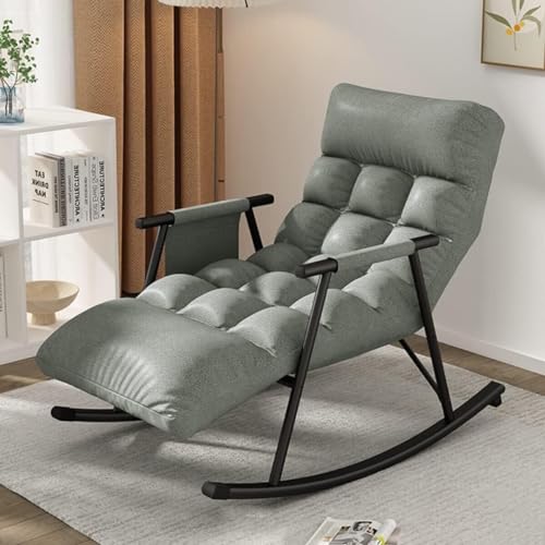 Lsoiup Moderner Grauer Schaukelstuhl mit Verstellbarer Rückenlehne, Indoor-Relaxsessel für Schlafzimmer und Wohnzimmer, Einzelsofastuhl aus technischem Stoff von Lsoiup
