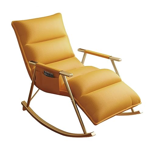 Lsoiup Moderner Liegestuhl aus PU-Leder mit Verstellbarer Rückenlehne und Fußstütze, ergonomischer Lounge-Schaukelstuhl, Aufbewahrungstasche von Lsoiup