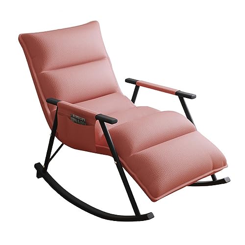 Lsoiup Moderner Liegestuhl aus PU-Leder mit Verstellbarer Rückenlehne und Fußstütze, ergonomischer Lounge-Schaukelstuhl, Aufbewahrungstasche von Lsoiup
