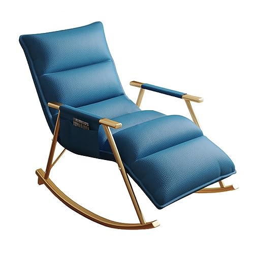 Lsoiup Moderner Liegestuhl aus PU-Leder mit Verstellbarer Rückenlehne und Fußstütze, ergonomischer Lounge-Schaukelstuhl, Aufbewahrungstasche von Lsoiup