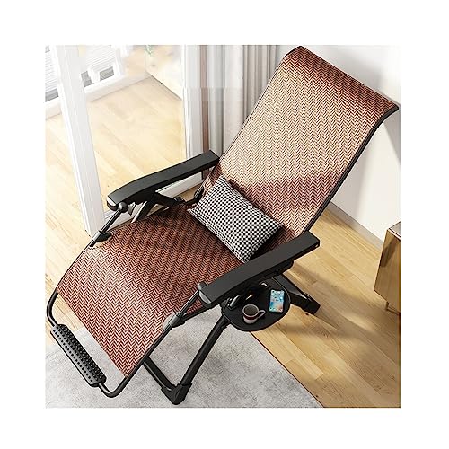 Lsoiup Rattan-Klapp-Liegestuhl, verstellbar, Schwerelosigkeits-Stuhl mit breiter Armlehne, Getränkehalter und hoher Rückenlehne, Garten-Strandstühle aus Korbgeflecht für draußen und drinnen, Braun von Lsoiup