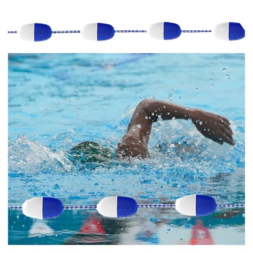 Lsoiup Schwimmende Pool-Bahnmarkierungs-Trennwand, tiefes, flaches Ende, Sicherheitstrennseil für Schwimmbäder, tragbare, Wiederverwendbare schwimmende Schwimmbahn-Linienbarriere mit Haken von Lsoiup