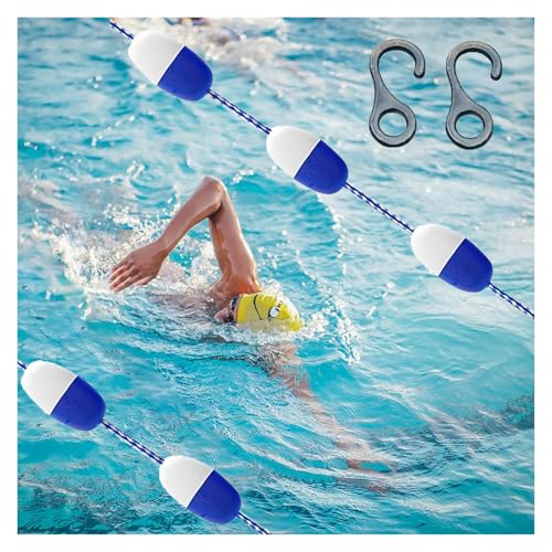 Lsoiup Sicherheitsausrüstung für Schwimmbäder, Trennlinie, kommerzielles Pool-Trennseil mit Haken für Trainingswettkämpfe im Innen- und Außenbereich von Lsoiup