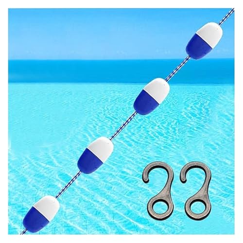 Lsoiup Sicherheitsseil Schwimmbahnteiler Pooltrennseil Schwimmer, Professionelle Schwimmbecken-Wettkampftrennleine mit 2 Haken, Landschaftspool/Wasserpark von Lsoiup