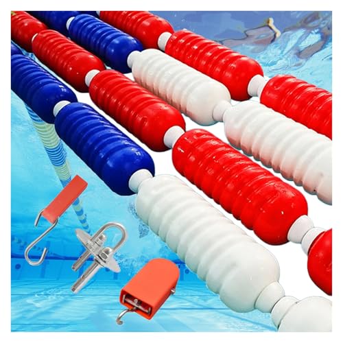 Lsoiup Sicherheitstrennseil, Kunststoff-Bojen-Set, 9 cm Durchmesser, Pool-Bahn-Trennwände, spiralförmiger Pool-Sicherheitszaun mit Haken und Zubehör von Lsoiup