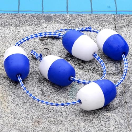 Lsoiup Sicherheitstrennwand für Schwimmbäder, blau-weiß, 3 m, 6 m, 9 m, Pool-Seil mit Schwimmkörpern und Haken, Bojen-Absperrleine für Schwimmbäder von Lsoiup