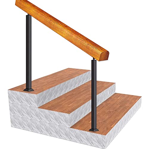 Lsoiup Treppenhandlauf Geländer, Flexibler Verstellbarer Winkel Handlauf 2/3 Stufen Handlauf aus Schmiedeeisen aus Holz für Zementbetonstufen und Holzstufen von Lsoiup