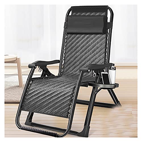 Lsoiup Übergroßer Zero Gravity-Rattan-Liegesessel mit verstellbarem Getränkehalter für die Kopfstütze, klappbare Terrassenliegen für die Camping-Gartenterrasse von Lsoiup