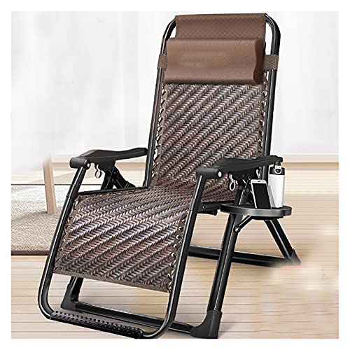 Lsoiup Übergroßer Zero Gravity-Rattan-Liegesessel mit verstellbarem Getränkehalter für die Kopfstütze, klappbare Terrassenliegen für die Camping-Gartenterrasse von Lsoiup