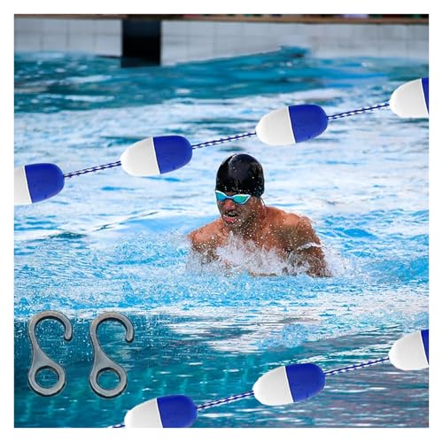 Lsoiup Vormontiertes kommerzielles Pool-Bahn-Trennseil mit Schwimmern, Wasserbereich-Sicherheitsleine und Schwimmer-Set, für Schwimmbecken-Trainingswettbewerbe, Bootfahren von Lsoiup