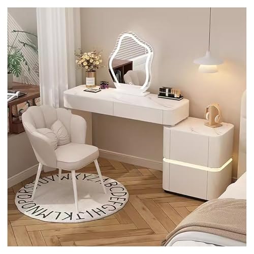 Moderner Schminktisch mit Schublade – Kleiner Schminktisch für Schlafzimmer, 100 cm (L) x 40 cm (B) x 76 cm (H), Weiß von Lsoiup