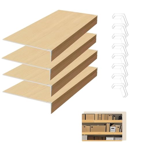 LstXyronica Metallregalabdeckungen 34x10x2in Holzfarbe 4 StüCk 0,75mm Dick, Abnehmbare PVC Drahtgitterabdeckungen für Badezimmer SchräNke BüRos von LstXyronica