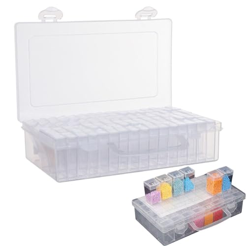 64 Slots Samen Organizer,Saatgut Aufbewahrungsbox mit Etiketten, Kunststoff Seed Organizer,Perlen Aufbewahrungsbox für Blumensamen,DiamondArt,DIY Schmuck Herstellung,Weiß,22.1x13.5x5.5cm von Lsydgn