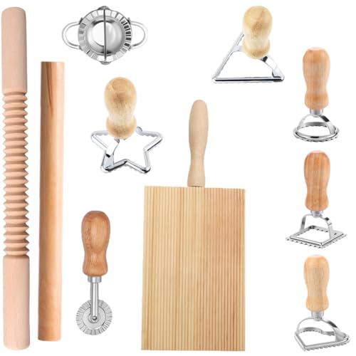 Lsydgn 10 Stück Nudelherstellungs Set, Mit Ravioli-Stempel & Gnocchi-Brett | Inkl. Nudelholz, Teigschneider, Knödelmacher, Effizientes Nudelherstellungs Set Für Hausgemachte Tortellini/Spätzle Lsydgn 10 Stück Nudelherstellungs Set, Mit Ravioli-Stempel & Gnocchi-Brett | Inkl. Nudelholz, Teigschneider, Knödelmacher, Effizientes Nudelherstellungs Set Für Hausgemachte Tortellini/Spätzle von Lsydgn