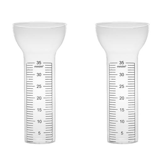 Lsydgn 2 Pcs Regenmesser Glas, Regenmesser Frostsicher, Regenmesser Garten, 35 Mm Trichter-Regenmesser Mit Markierungen, Für Garten-Regenmesser Für Den Außenbereichregenmesser Für Den Außenbereich von Lsydgn