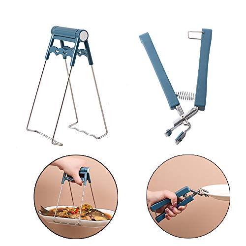 Lsydgn 2 Stücke Schüssel Gripper Werkzeug Hot Dish Teller Schüssel Clip Anti-hot Schüssel Clip Edelstahl Schüssel Clip Mit Rutschfestem Silikongriff zum Heben Heißer Schalen Schüssel Topf (Blau) von Lsydgn