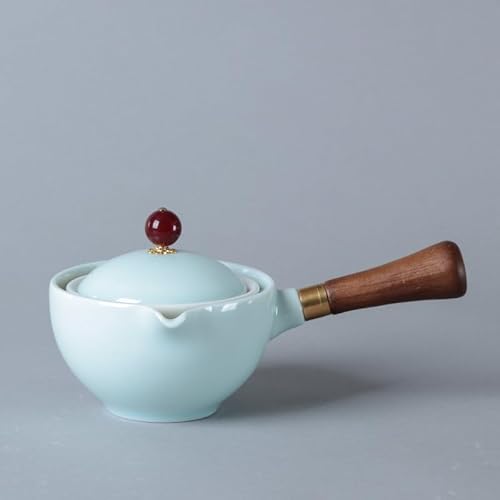 Teeservice Japanisches Tee-Set Teekanne, Keramik Teekanne mit Seitengriff, Porzellan Teebereiter 360 Grad Drehbarer Teebereiter für Losen Tee, Loseblatt Teebereiter mit Holzgriff (15) von Ltahtliay