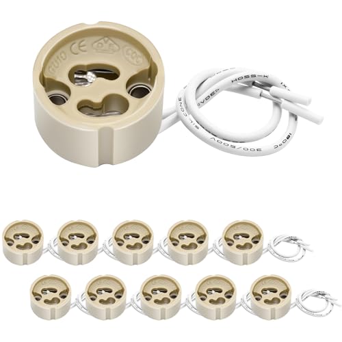 GU10 Fassung Sockel, Lampenfassung aus Keramik, mit Qualitäts 12cm Silikonkabel, Anschließen Fassungen für GU10 LED Lampen und Halogen, VDE, 10er-Pack GU10 Fassung Sockel, Lampenfassung aus Keramik, mit Qualitäts 12cm Silikonkabel, Anschließen Fassungen für GU10 LED Lampen und Halogen, VDE, 10er-Pack von LteelDay