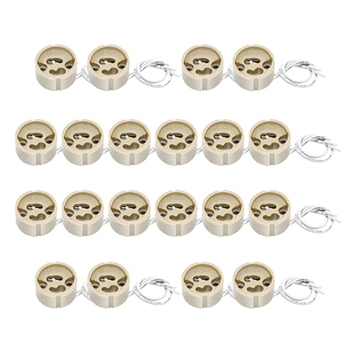 GU10 Fassung Sockel, Lampenfassung aus Keramik, mit Qualitäts 12cm Silikonkabel, Anschließen Fassungen für GU10 LED Lampen und Halogen, VDE, 20er-Pack GU10 Fassung Sockel, Lampenfassung aus Keramik, mit Qualitäts 12cm Silikonkabel, Anschließen Fassungen für GU10 LED Lampen und Halogen, VDE, 20er-Pack von LteelDay