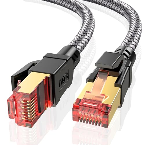 Ltemziiy Cat 8 Lan Kabel 12M,40Gbps Hochgeschwindigkeits Gigabit 2000MHz Geflochtener Netzwerkkabel Ethernet Kabel,S/FTP Patchkabel mit RJ45 vergoldeter Stecker,für PS5/Laptop/Router/Gaming/Modem Ltemziiy Cat 8 Lan Kabel 12M,40Gbps Hochgeschwindigkeits Gigabit 2000MHz Geflochtener Netzwerkkabel Ethernet Kabel,S/FTP Patchkabel mit RJ45 vergoldeter Stecker,für PS5/Laptop/Router/Gaming/Modem von Ltemziiy