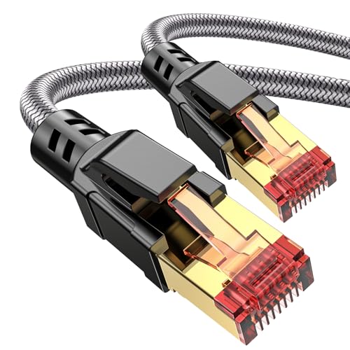 Ltemziiy Cat 8 Lan Kabel 5Meter,40Gbps Hochgeschwindigkeits Gigabit 2000MHz Geflochtener Netzwerkkabel Ethernet Kabel,S/FTP Patchkabel mit RJ45 vergoldeter Stecker,für PS5/Laptop/Router/Gaming/Modem Ltemziiy Cat 8 Lan Kabel 5Meter,40Gbps Hochgeschwindigkeits Gigabit 2000MHz Geflochtener Netzwerkkabel Ethernet Kabel,S/FTP Patchkabel mit RJ45 vergoldeter Stecker,für PS5/Laptop/Router/Gaming/Modem von Ltemziiy