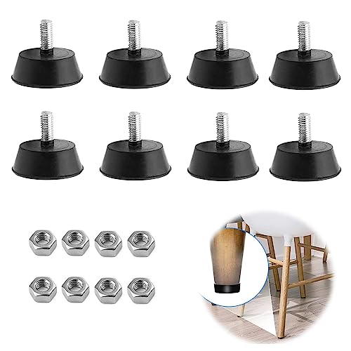 8 Stück Gummi Möbelfüße Verstellbar Ltsbaed Stellfüße M6 X 32MM Nivellierfuß Dämpfung Möbelfüße Tischbeine mit Schrauben Schrankfüsse Möbelgleiter für Schrank Stuhl Couchtisch TV-Schränke Schubladen von Ltsbaed