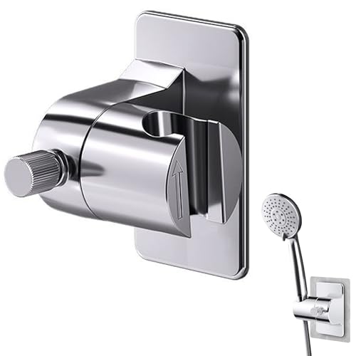 Duschhalterung Ohne Bohren, 360°verstellbare duschhalterung ohne bohren, Duschkopfhalterung mit extra starkem Klebepad, Handbrause Halterung ohne Bohren (Silber) von Ltsbaed