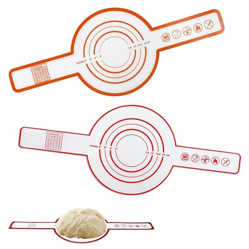 Ltsbaed 2 Stück Backmatte Silikon mit Griffen, Silikon Brotschlinge für Dutch Oven, Wiederverwendbar Rund Brotbackmatte, Antihaft & Leicht zu reinigen Bread Mat für Teig,Macarons,Kekse - 53 * 21CM von Ltsbaed