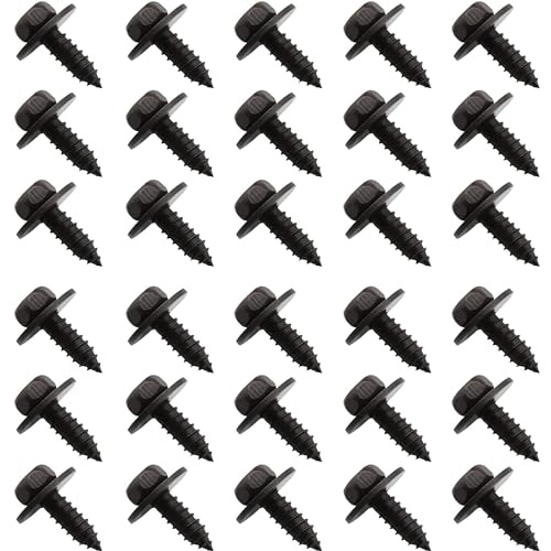 Ltsbaed Blechschrauben Selbstschneidende 30 Stück Schwarz Hex Self Tapping Screws 4.8mm x 19mm mit Scheiben Selbstschneidend Schrauben Universalschrauben Sätze Blechschrauben Sechskantkopf für Autos von Ltsbaed