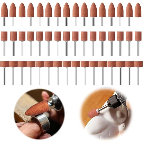 48 Stück Ltsbaed 3mm Korund Schleifstifte Set, Multifunktionale Kompatibel für Dremel Schleifaufsätze, Polierkopf Schleifstein 1/8" Schaft,Professional Schleifstift-Set Zubehör, für Schleifen Polieren von Ltsbaed